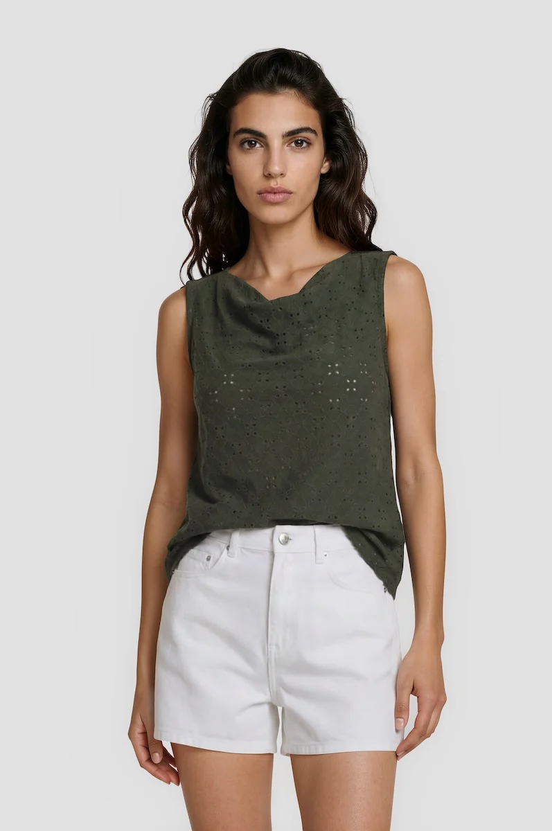 Cowl Neck Top - Green