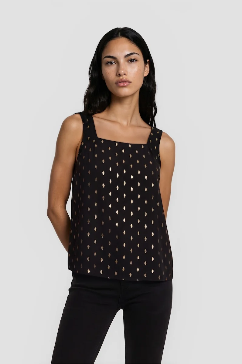 Square Neck Tank Top - Black