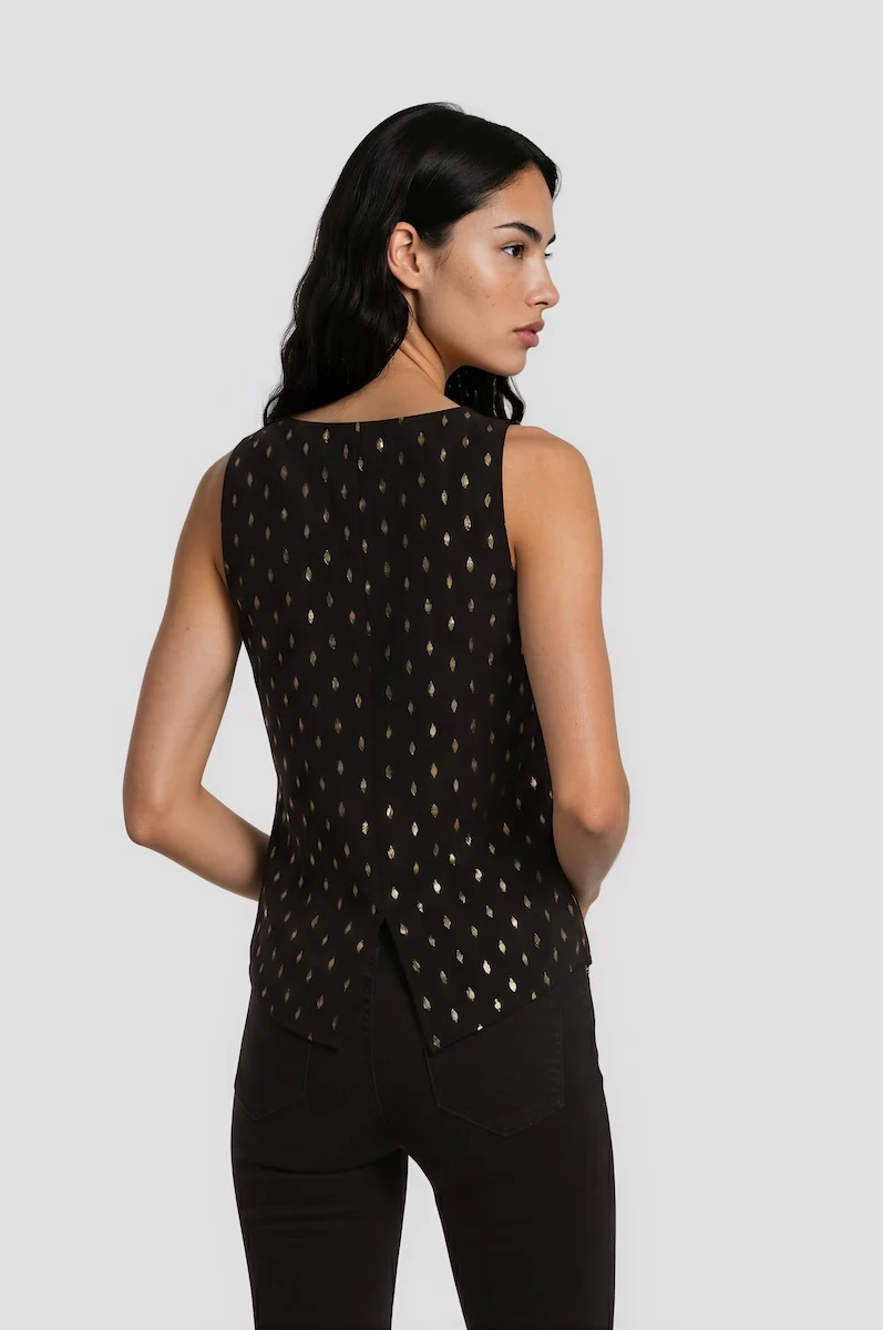 Square Neck Tank Top - Black - Image 2