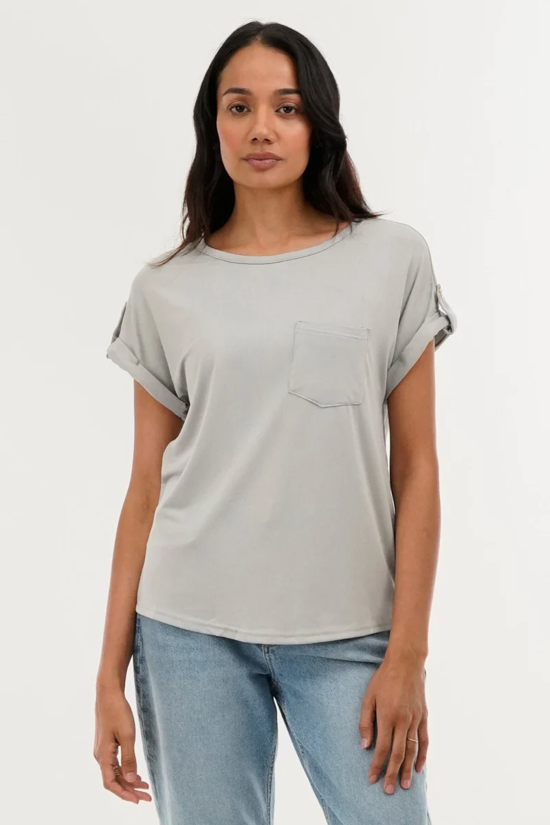 Basic Cap Sleeve Tee - Grey