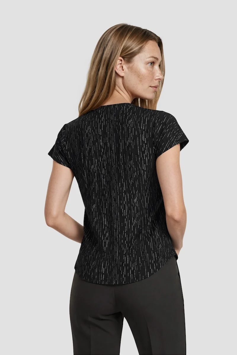 Short Sleeve Round Neck Top - White - Image 2