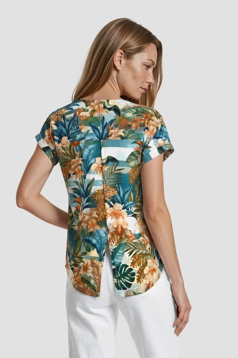 Short Sleeve Boatneck Top - Multi - Image 2