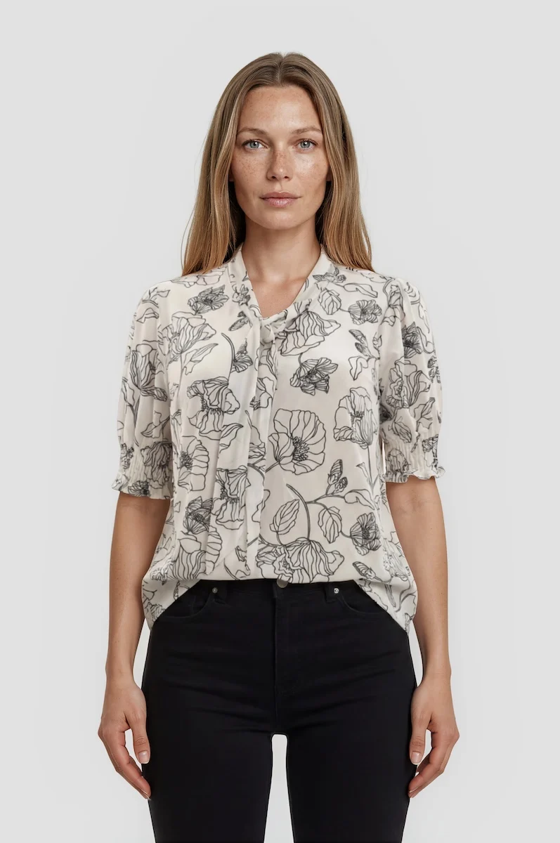 Tie Front Neck Top - White