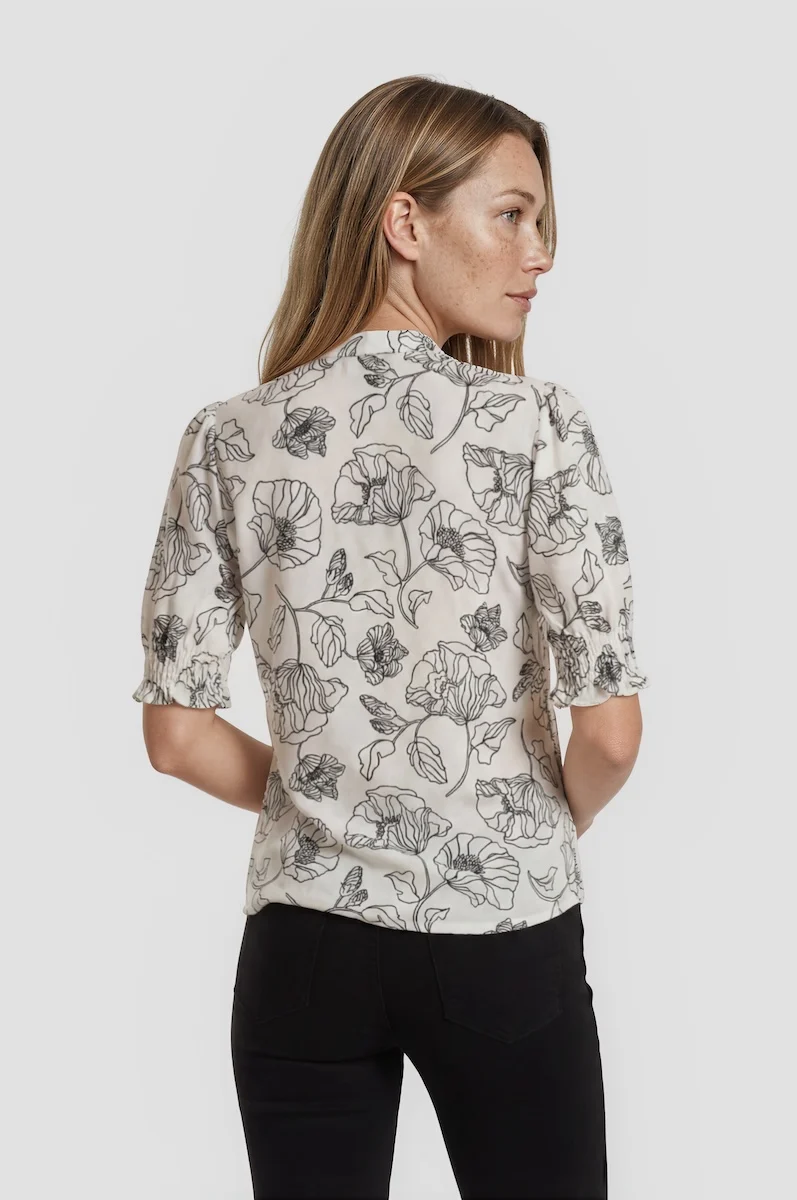 Tie Front Neck Top - White - Image 2
