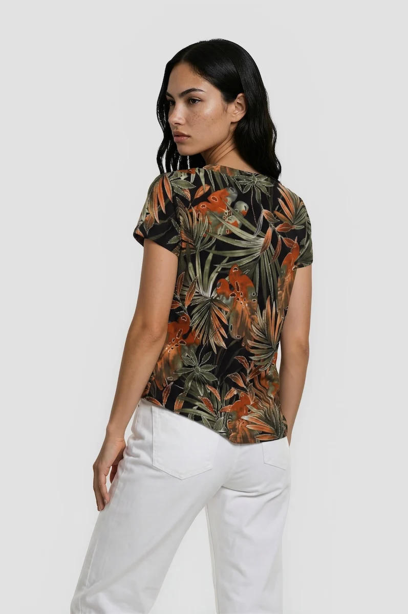 Grommet Neck Tee - Multi - Image 2