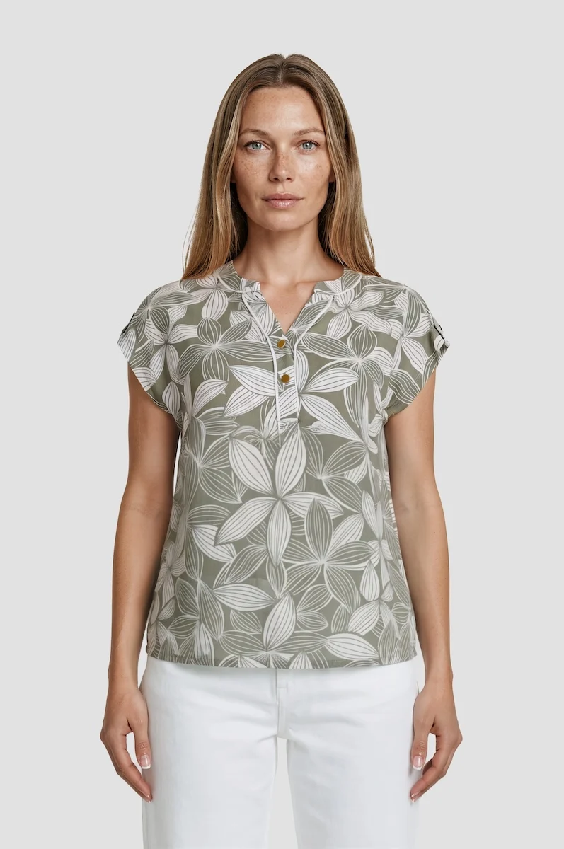 Printed Short Sleeve Top - Green