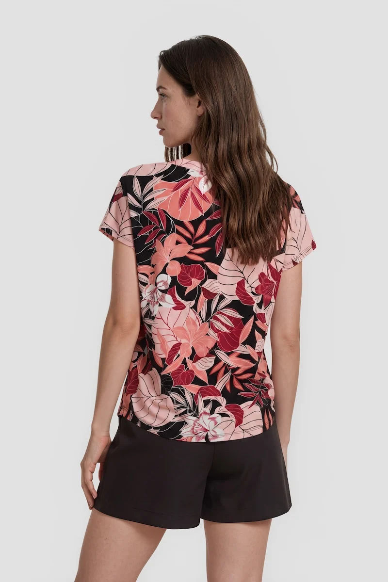 Short Sleeve V-Neck Printed Shirt - Multi - Image 2