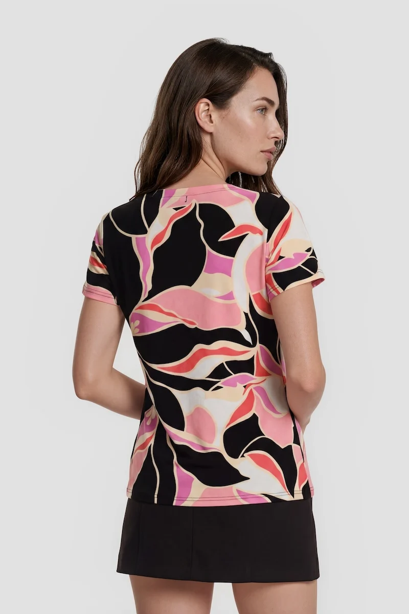 Short Sleeve Boat Neck Printed Shirt - Multi - Image 2