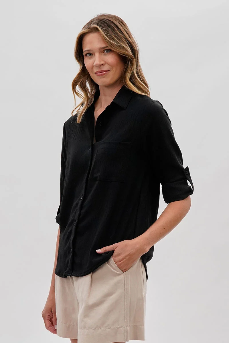 Vintage Classic Button Down Shirt - Black - Image 2