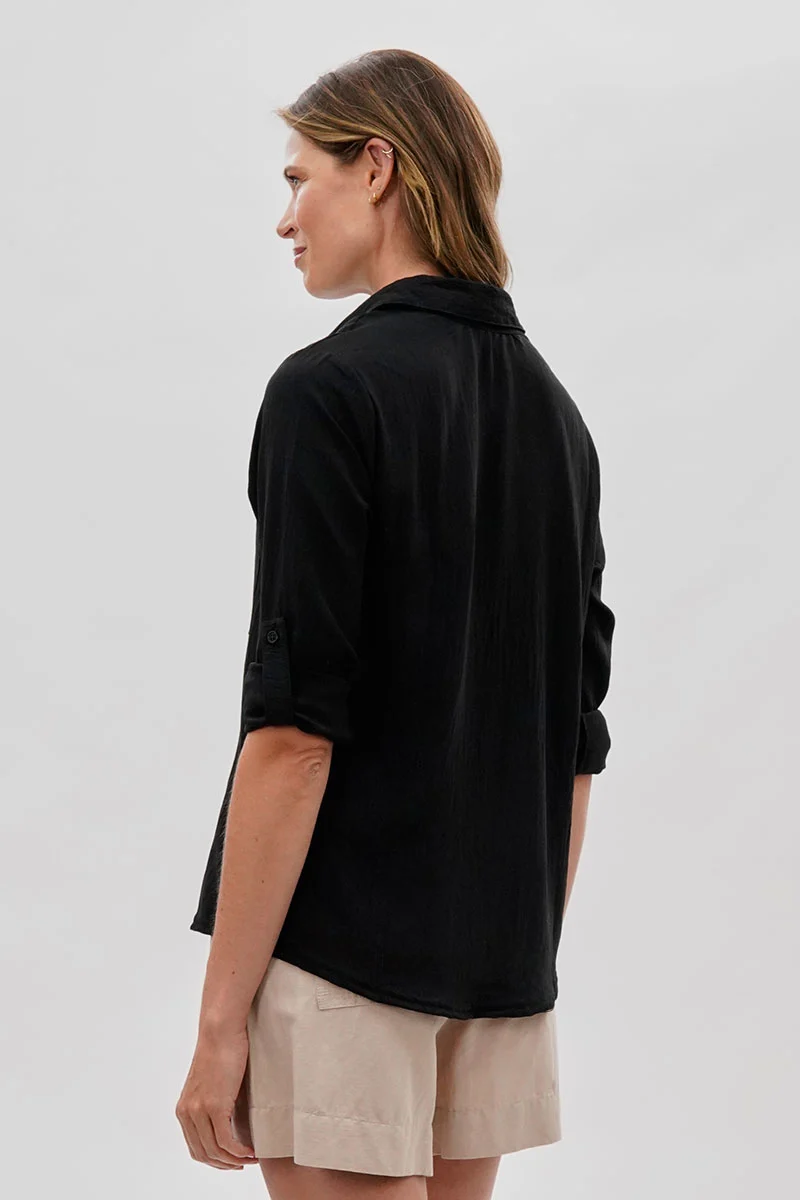 Vintage Classic Button Down Shirt - Black - Image 3