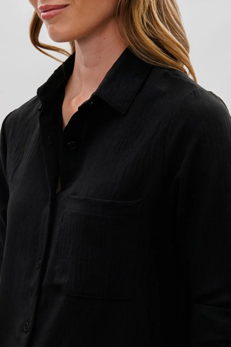 Vintage Classic Button Down Shirt - Black - Image 4