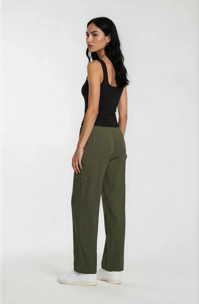 Utility Pants with Pockets - Olive - Image 2
