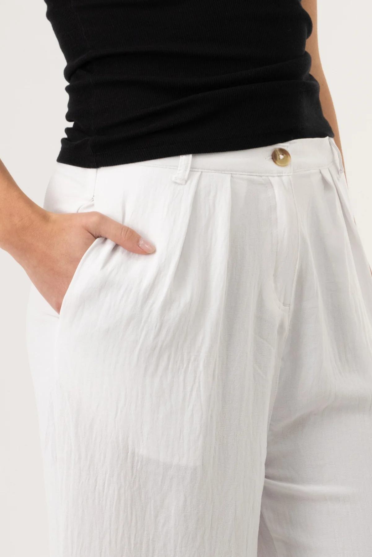 Pleated Pants - White - Image 4