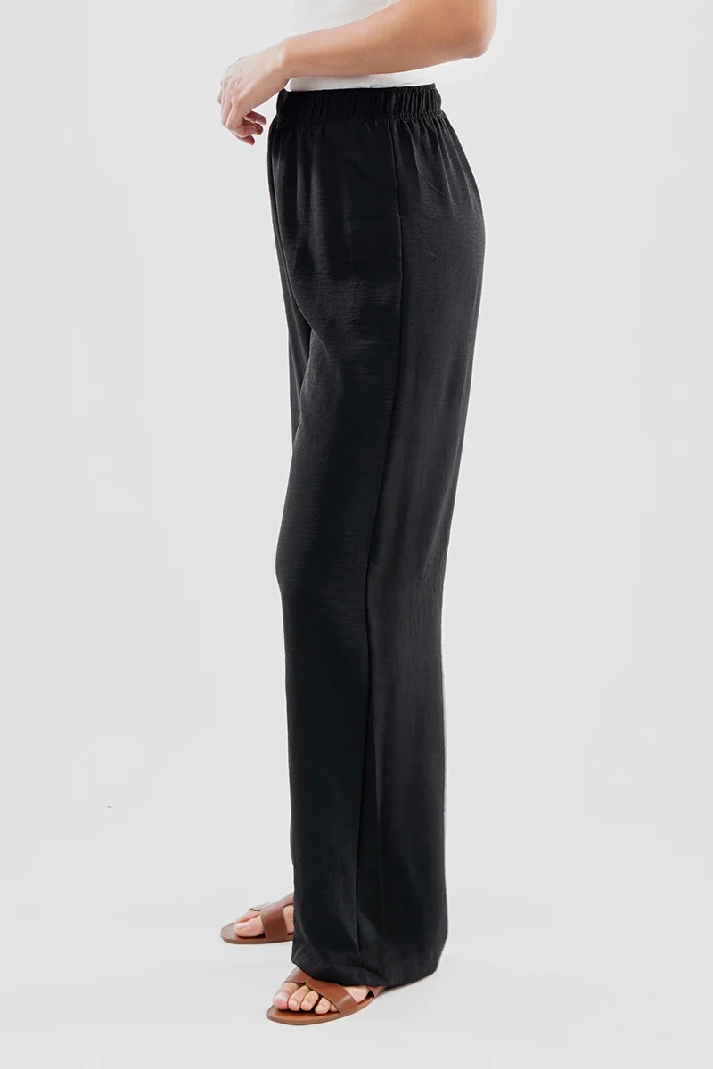Vintage Solid Basic Palazzo Pants - Black - Image 2
