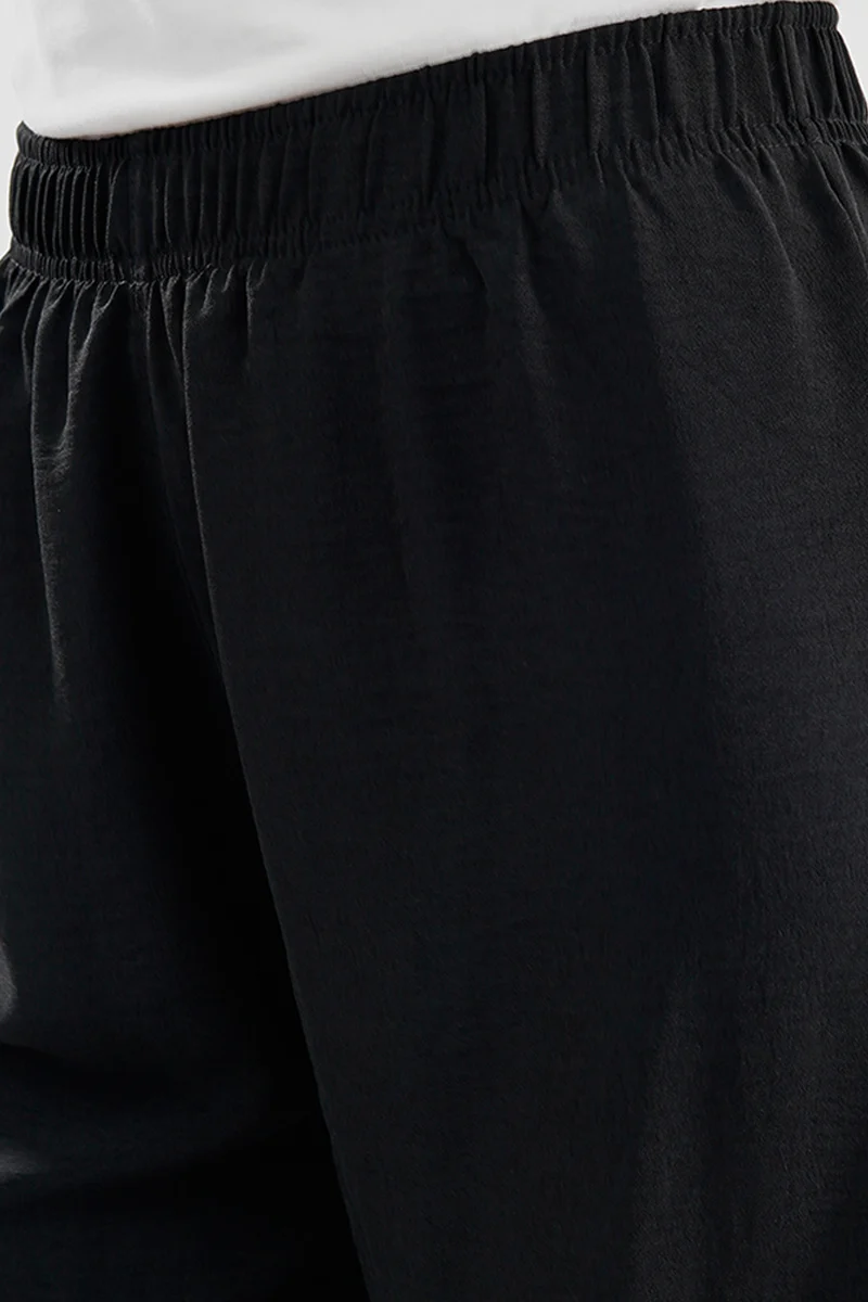Vintage Solid Basic Palazzo Pants - Black - Image 4