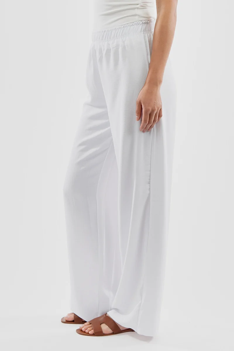 Vintage Solid Basic Palazzo Pants - White - Image 2