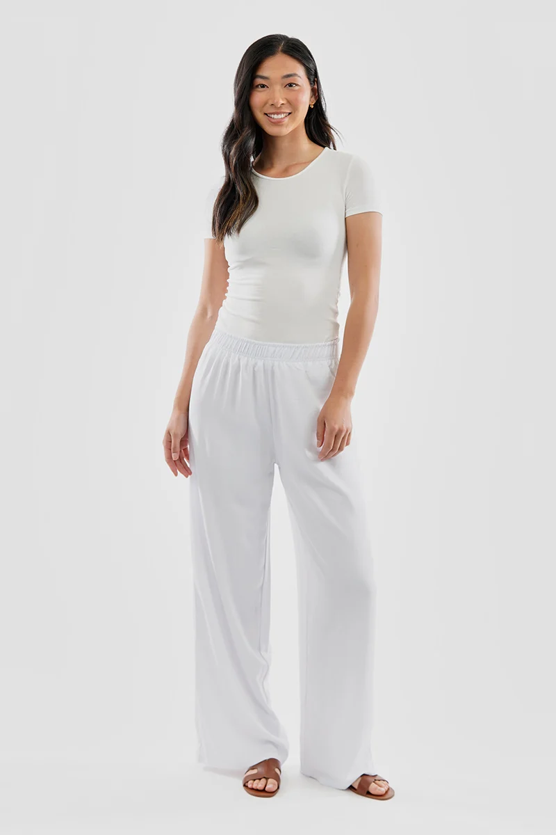 Vintage Solid Basic Palazzo Pants - White - Image 5