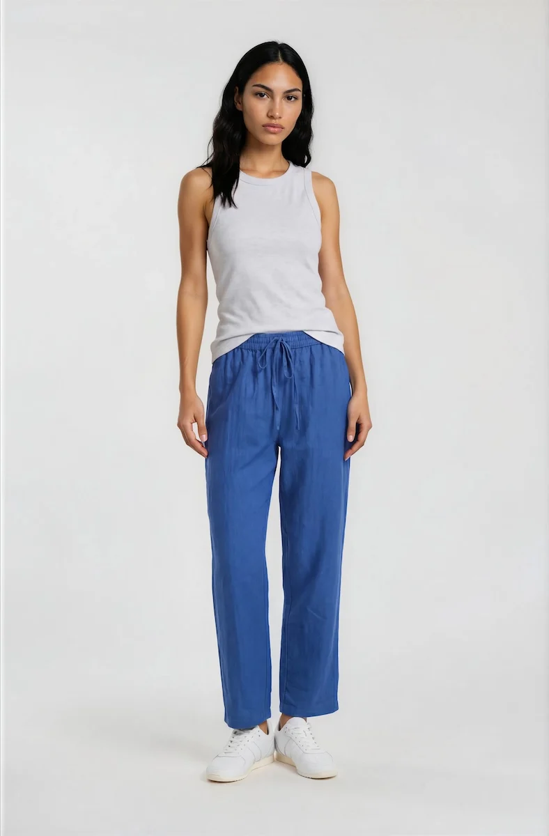 Cropped Wide Leg Pants - Blue