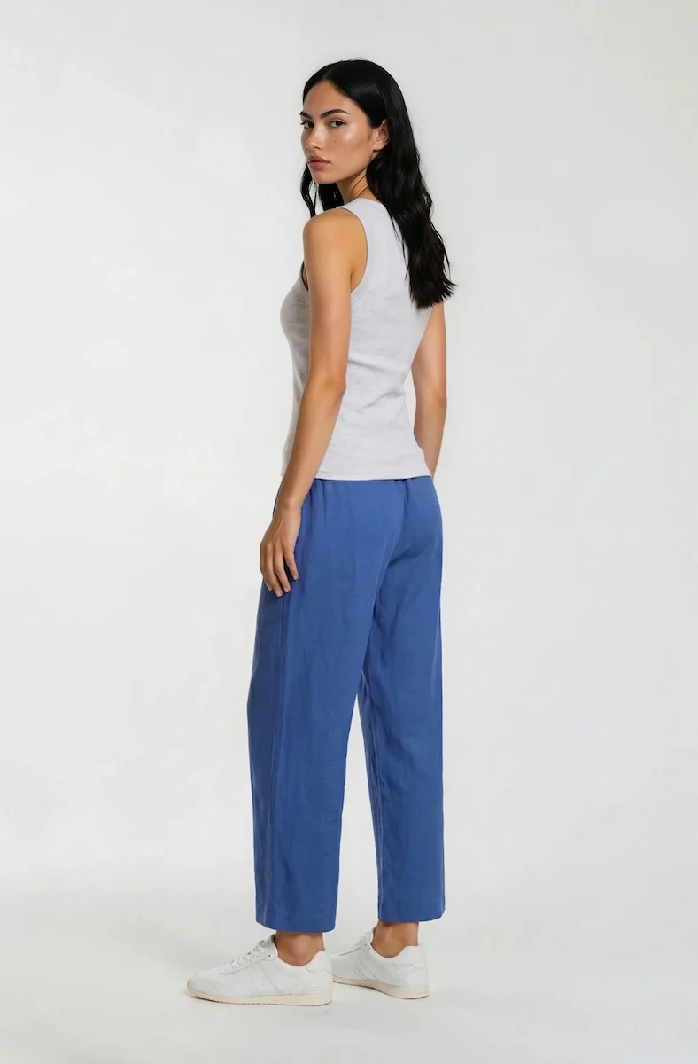 Cropped Wide Leg Pants - Blue - Image 2