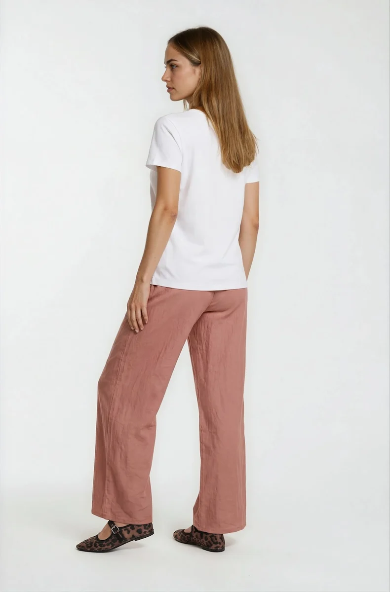 Cropped Wide Leg Pants - Coral - Image 2
