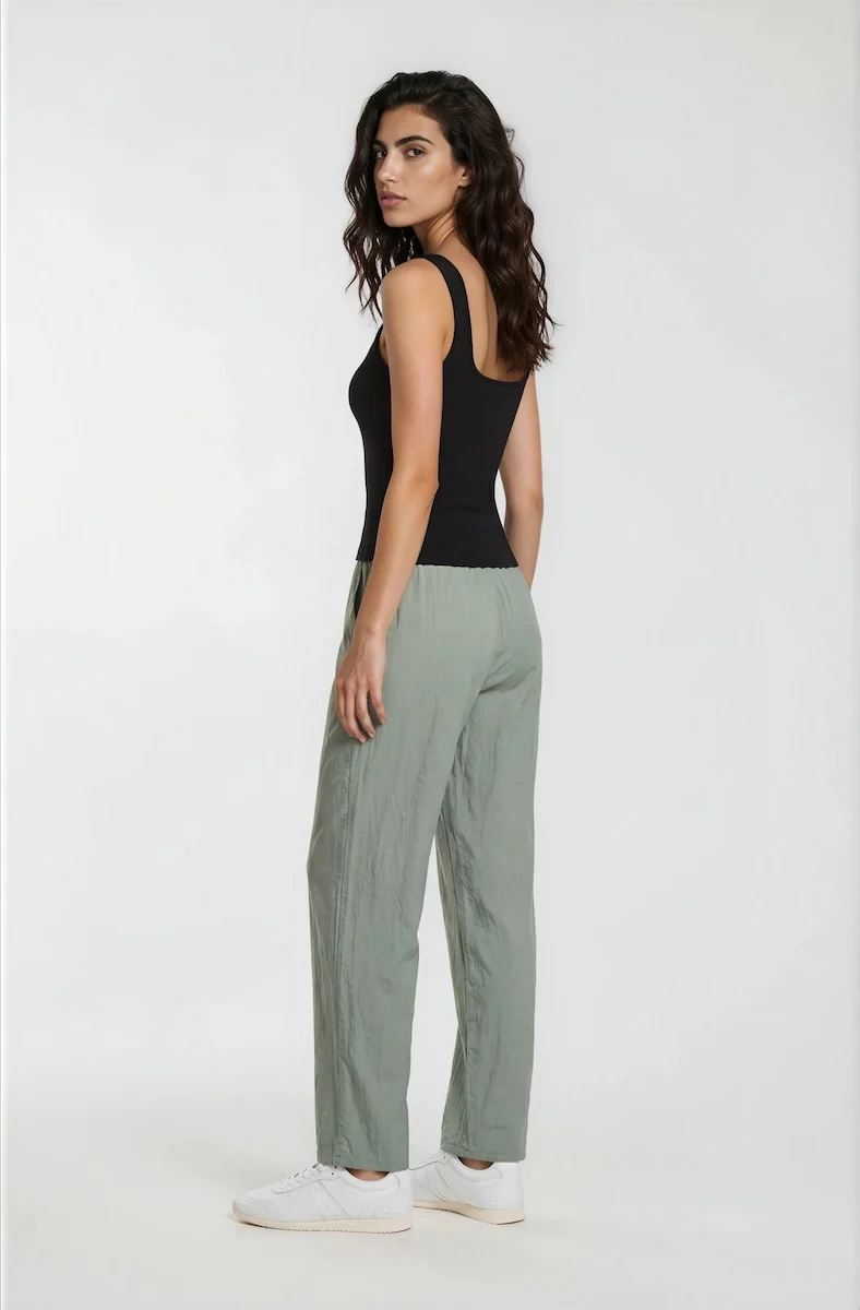 Cropped Wide Leg Pants - Mint - Image 2