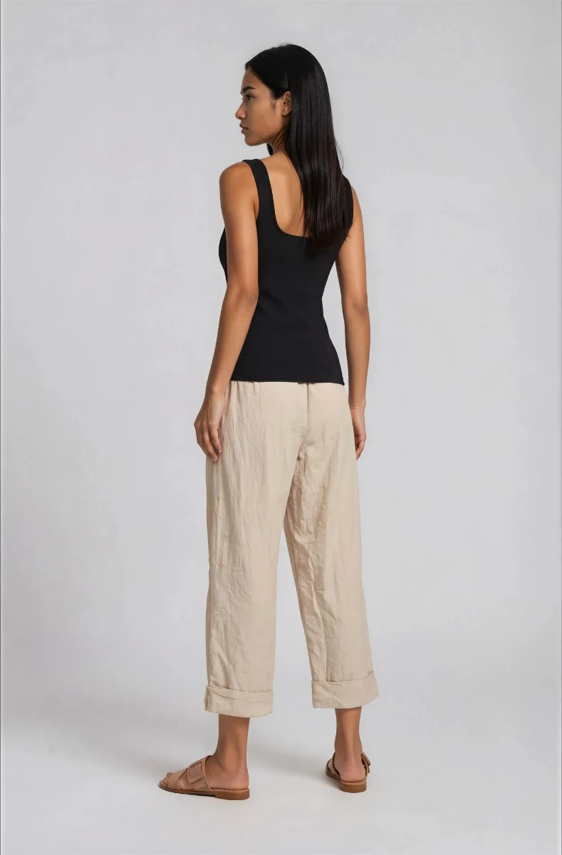 Roll Up Culottes - Beige - Image 2