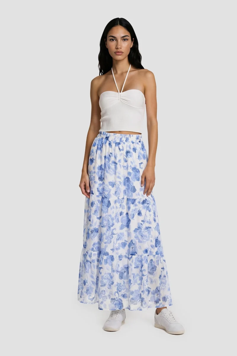 Printed Maxi Skirt - Blue