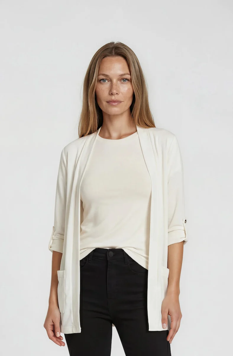 Open Front Cardigan - White