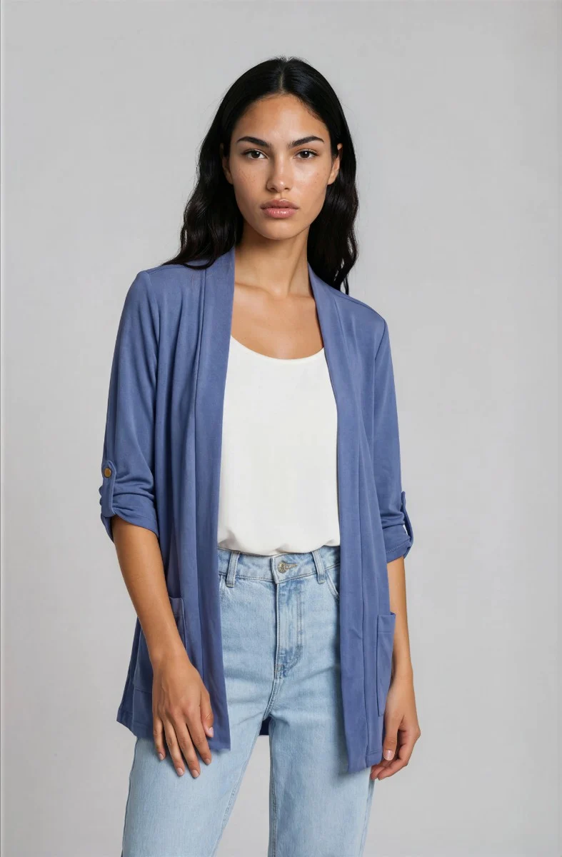 Open Front Cardigan - Blue