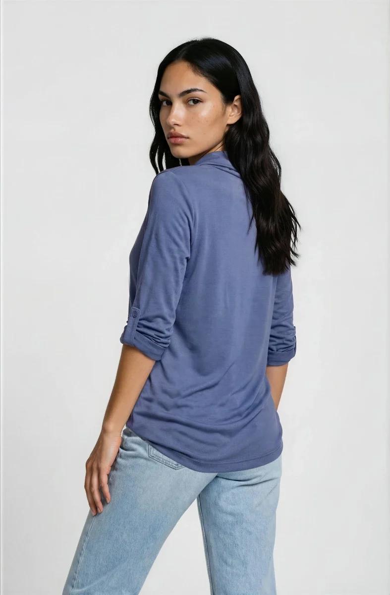 Open Front Cardigan - Blue - Image 2