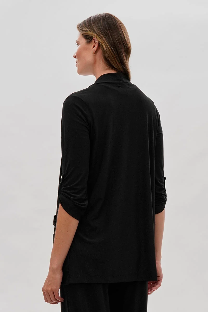 Open Lightweight Wrap Cardigan - Black - Image 3