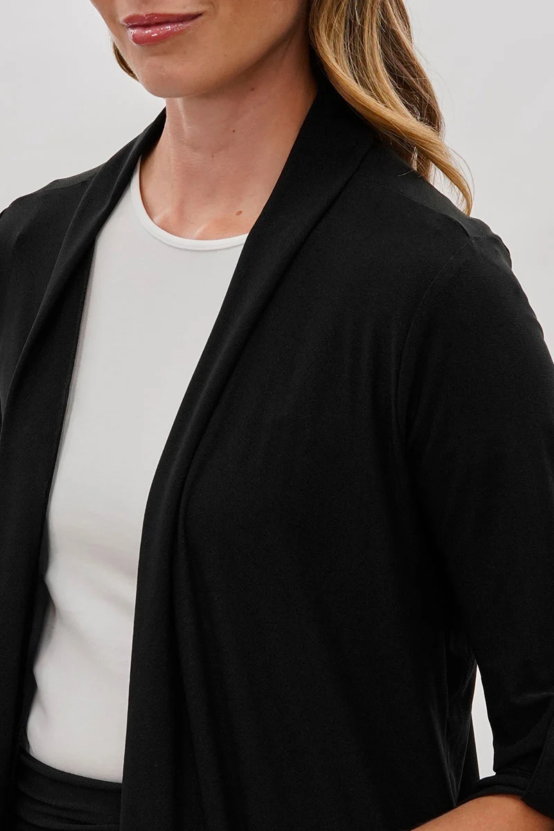 Open Lightweight Wrap Cardigan - Black - Image 4