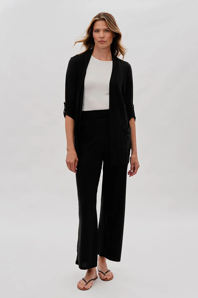 Open Lightweight Wrap Cardigan - Black - Image 5