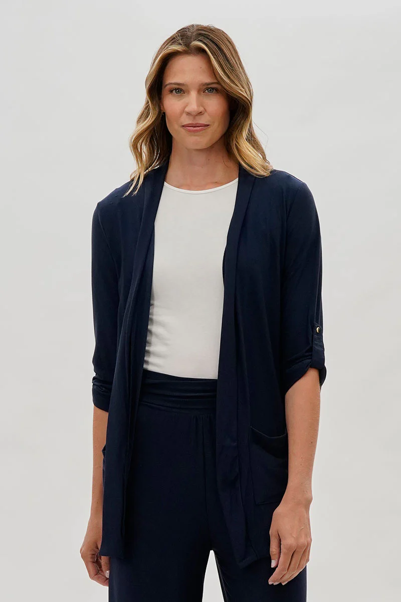 Open Lightweight Wrap Cardigan - Navy