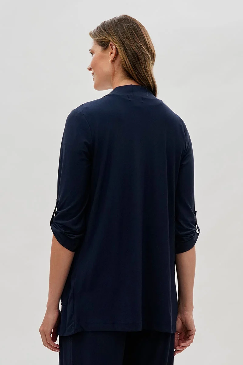 Open Lightweight Wrap Cardigan - Navy - Image 3