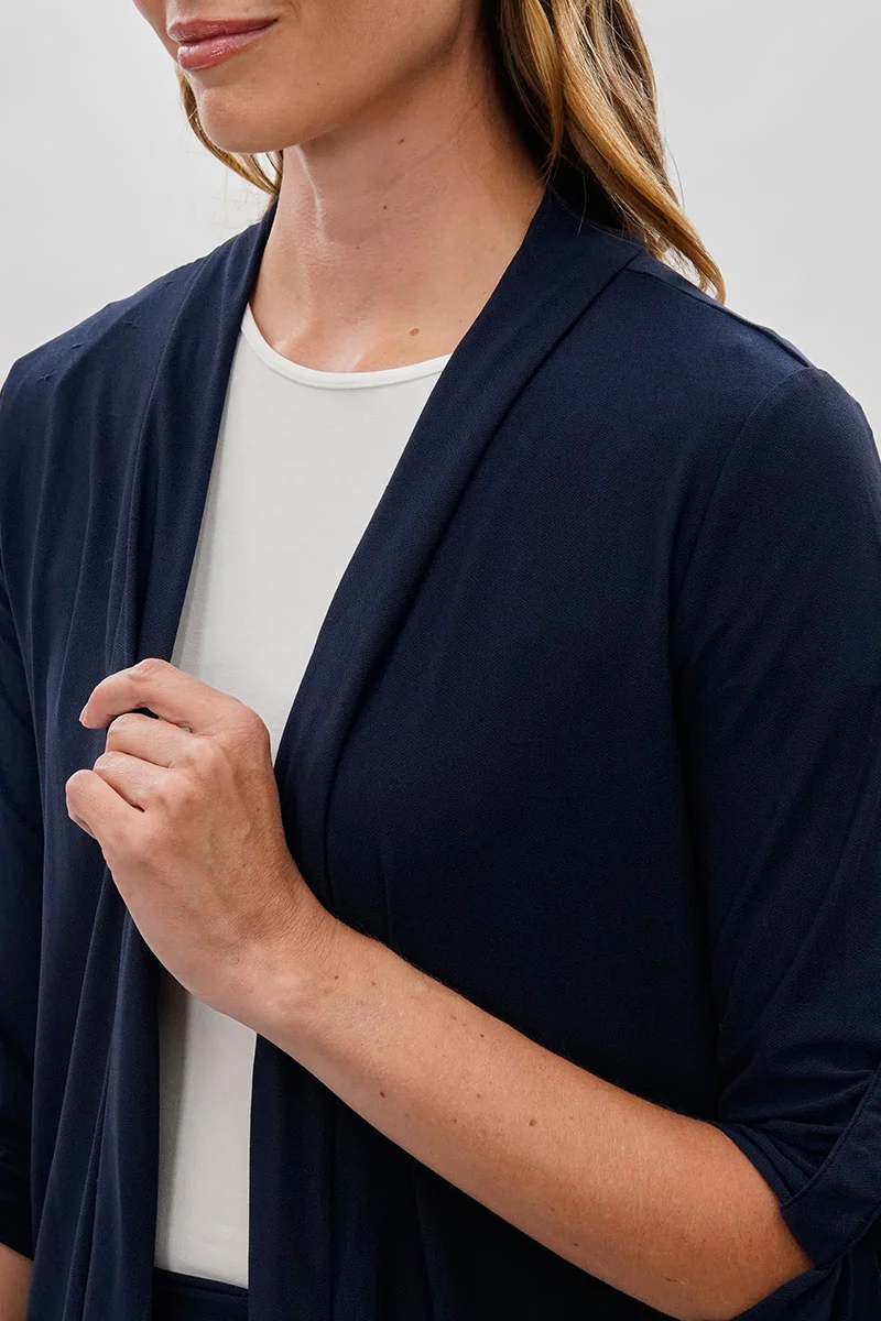 Open Lightweight Wrap Cardigan - Navy - Image 4