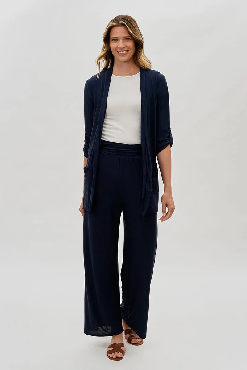 Open Lightweight Wrap Cardigan - Navy - Image 5