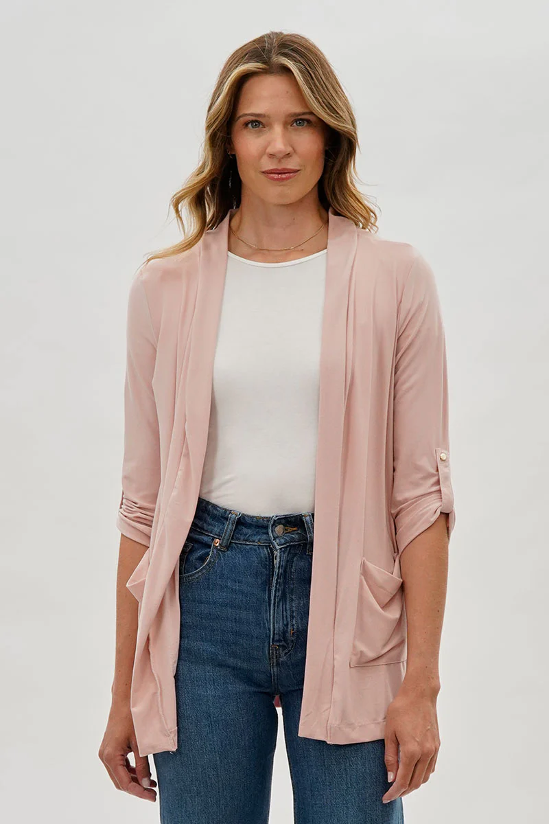 Open Lightweight Wrap Cardigan - Blush