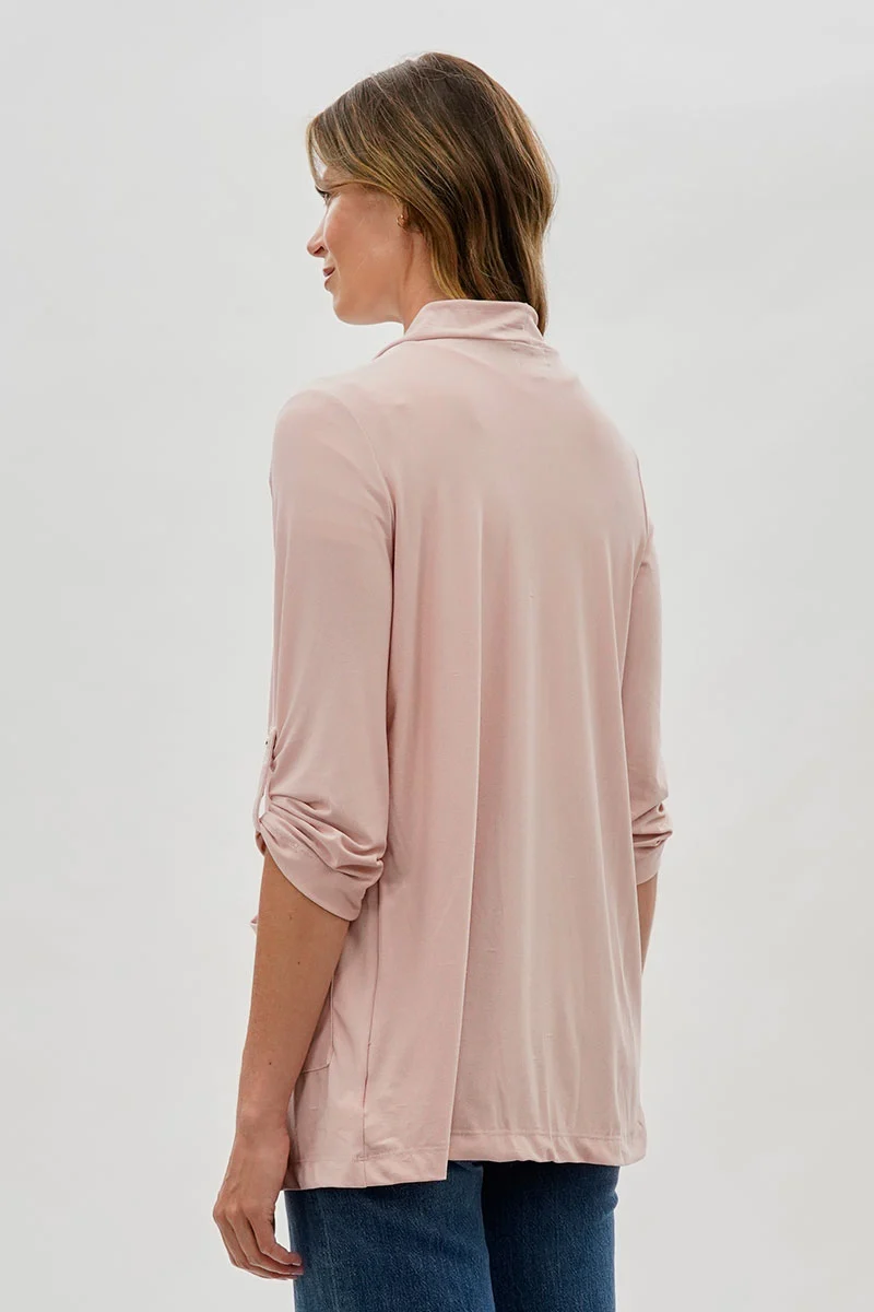 Open Lightweight Wrap Cardigan - Blush - Image 3
