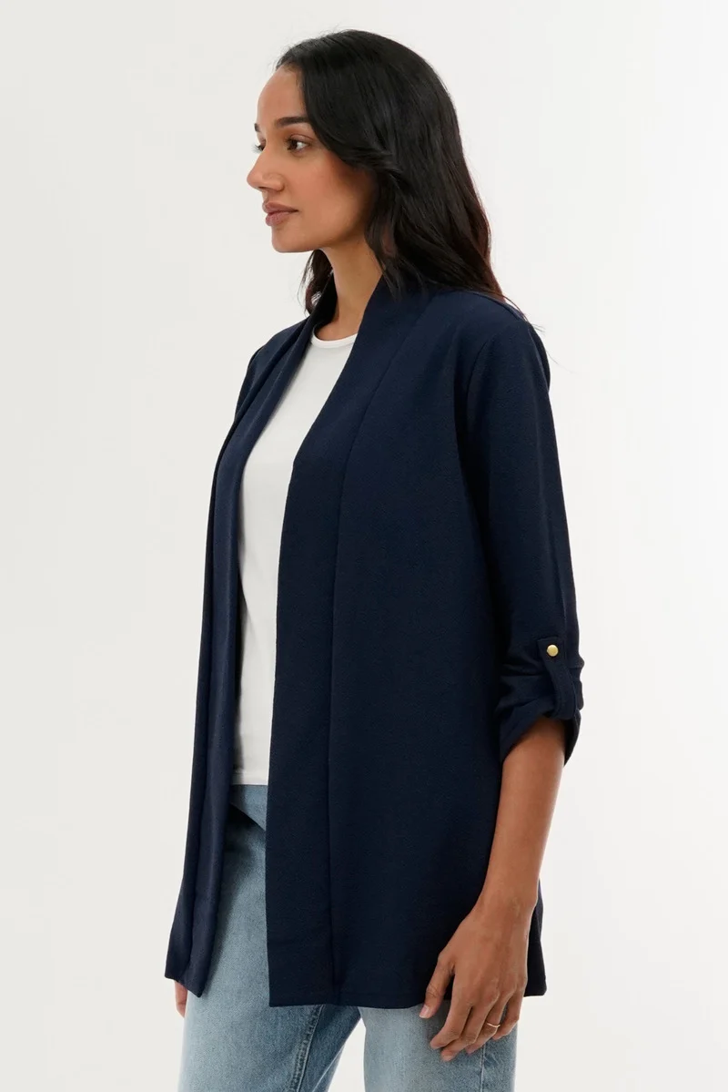 Roll Up Sleeve Cardigan - Navy - Image 2