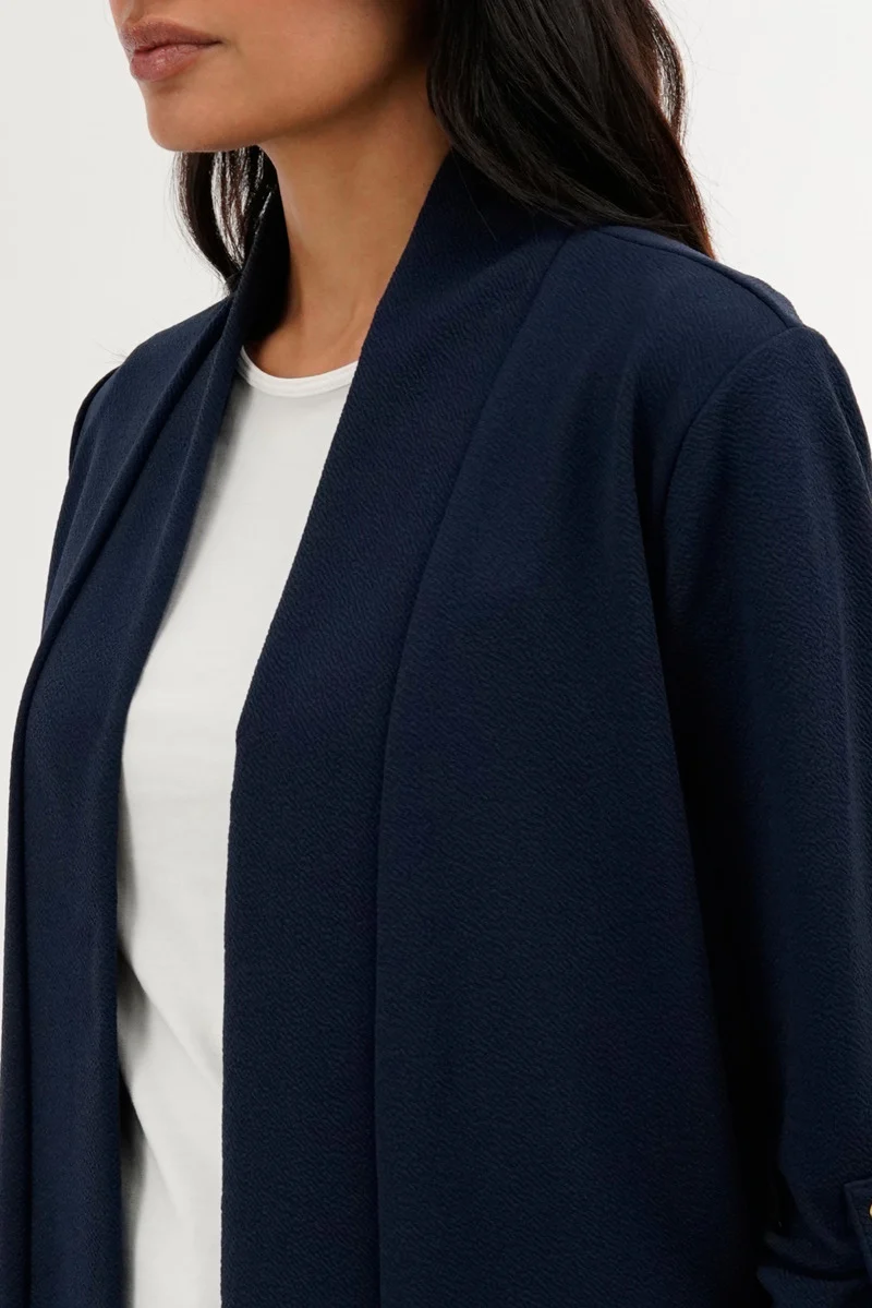 Roll Up Sleeve Cardigan - Navy - Image 4