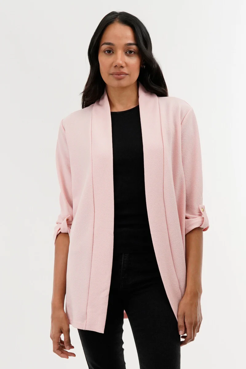 Roll Up Sleeve Cardigan - Pink
