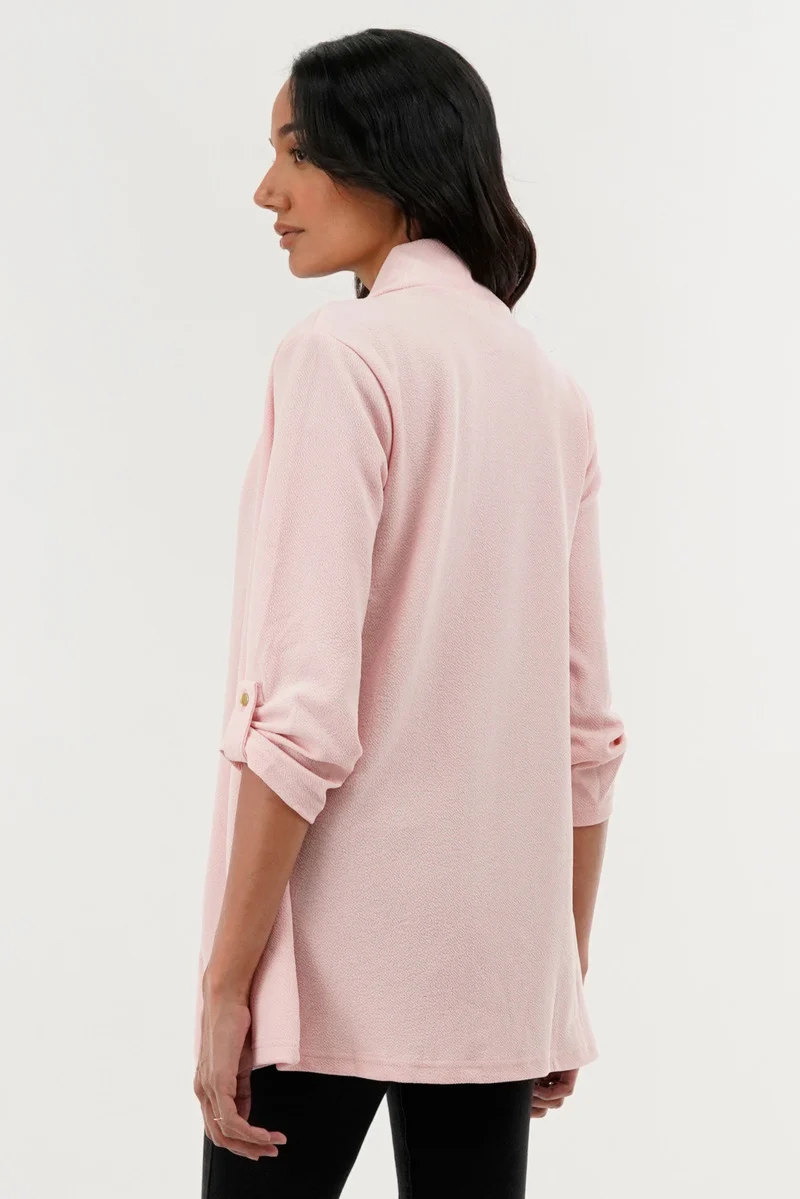 Roll Up Sleeve Cardigan - Pink - Image 3