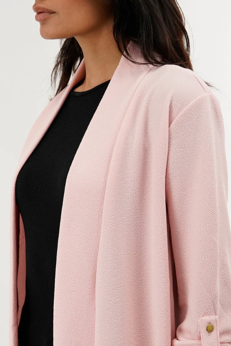 Roll Up Sleeve Cardigan - Pink - Image 4