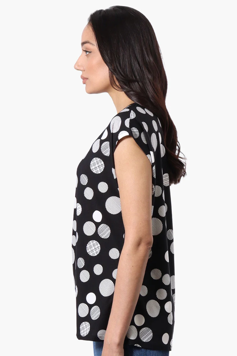 Dotted Cap Sleeve Tee - Black - Image 2