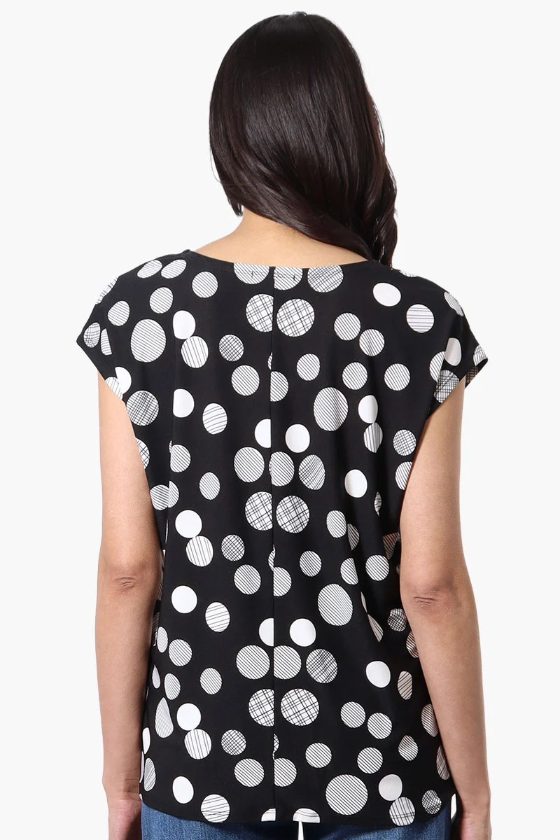 Dotted Cap Sleeve Tee - Black - Image 3