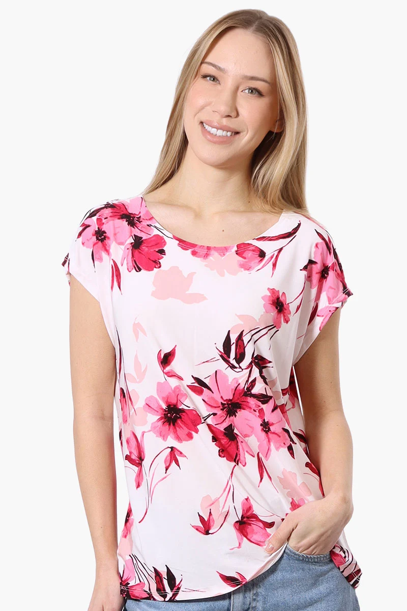 Floral Cap Sleeve Tee - White