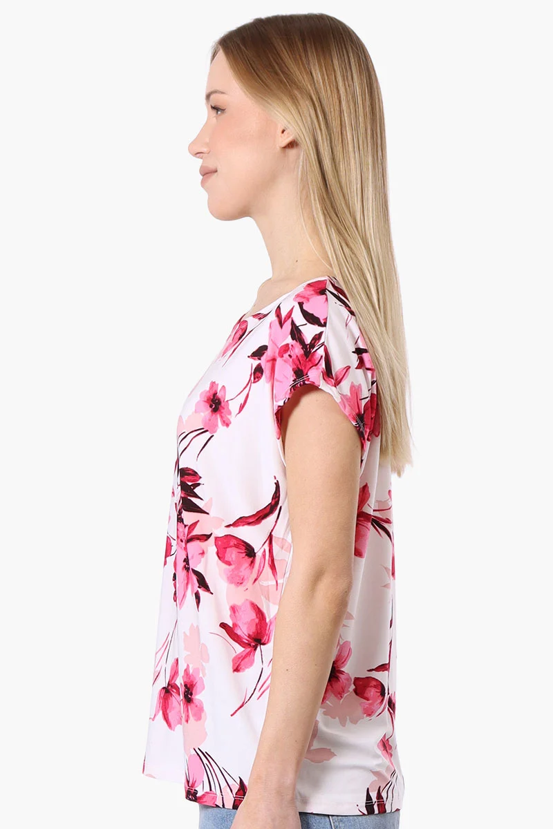 Floral Cap Sleeve Tee - White - Image 2