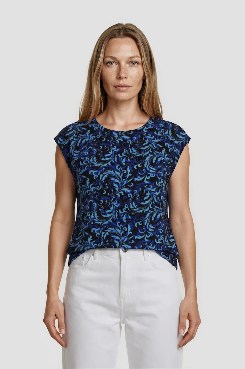 Basic Printed Tee - Navy