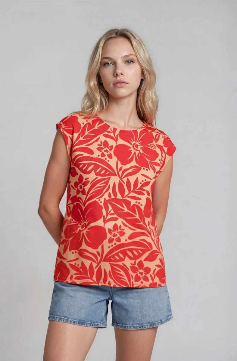 Basic Printed Tee - Red